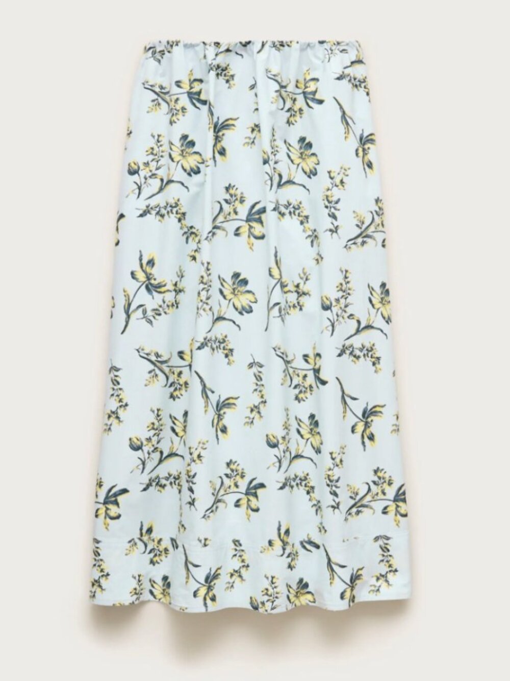 J. Crew Light Blue Floral Pull-on midi skirt in cotton poplin Size Large Tall